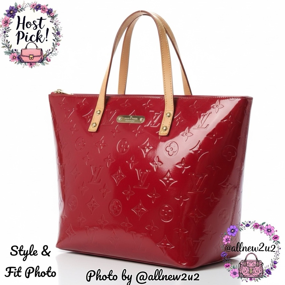 Louis Vuitton Monogram Vernis Bellevue PM (RED) Bag W / COA